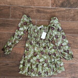 Wilfred Floral Green and Brown Dress